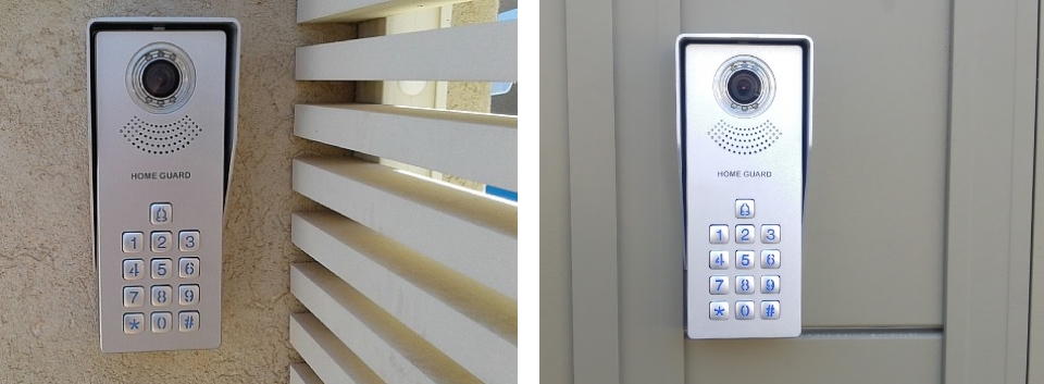 אינטרקום לבית פרטי אינטרקום לבית פרטי עם קודן ומצלמת יום לילה, התקנה חיצונית על הטיח